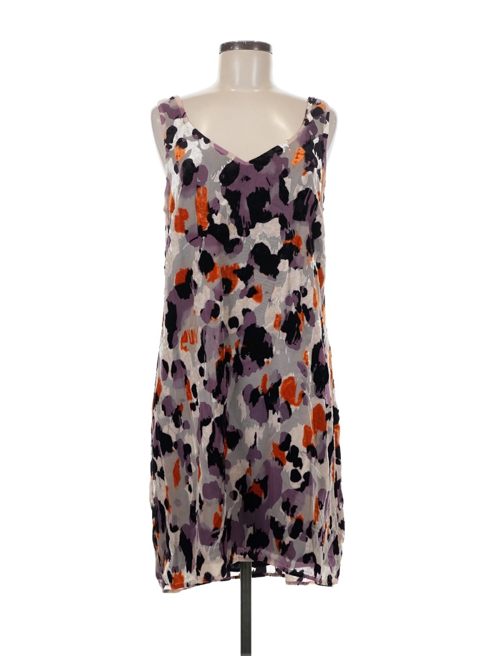 CAbi Sleeveless V-Neck Mini Dress in Purple, Orange, Black and White